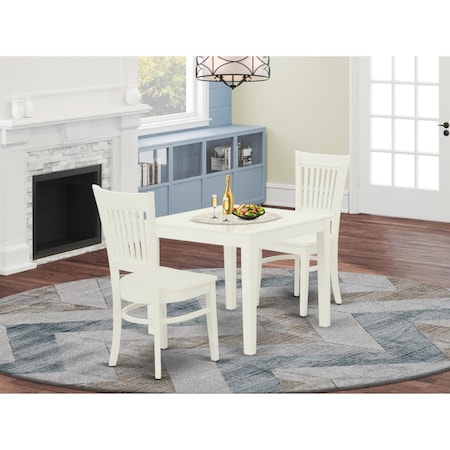 East West Furniture 3 Piece Oxford Wood Dining Table Set - Linen White OXVA3-LWH-W